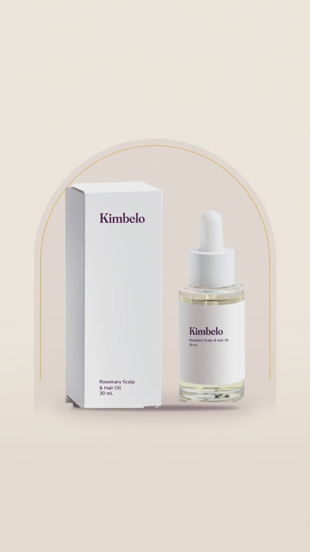 Short motion clip of the Kimbelo Rosemary Scalp & Hair Oil bottle