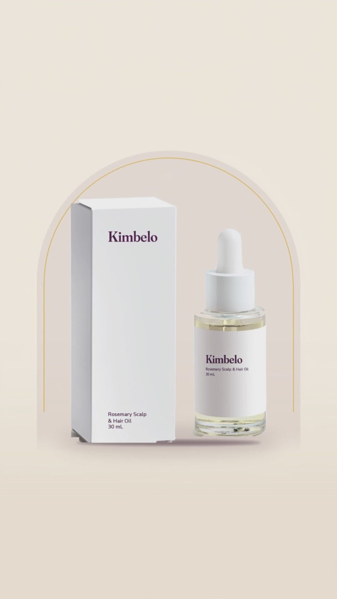 Short motion clip of the Kimbelo Rosemary Scalp & Hair Oil bottle